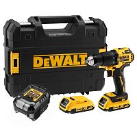 Аккумуляторная ударная дрель-шуруповерт DEWALT DCD709D2T, 18 В, 1650 об/мин, 28050 уд/мин, с 2 АКБ 2 Ач и ЗУ, в кейсе TSTAK (DCD709D2T-QW)