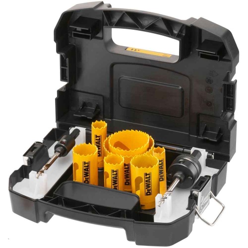 Набор коронок по мультиматериалу и пилотных сверл DEWALT DT90354, 16-64 мм, 11 шт., в кейсе (DT90354-QZ) фото 3