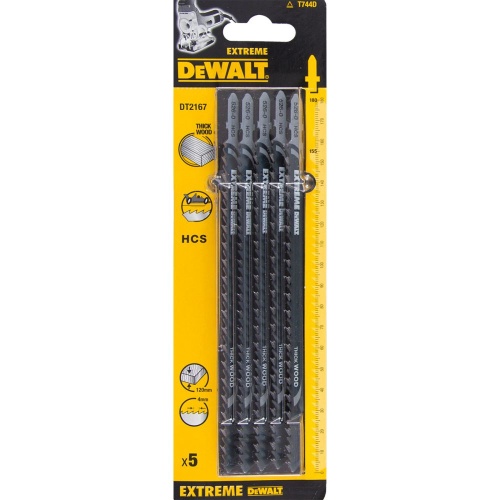 Пилка для лобзика DEWALT DT2167, по дереву из высокоуглеродистой стали, HCS, 180 x 155 x 4.0 x 120 мм, T744D, 5 шт. фото 4 Пилка для лобзика DEWALT DT2167, по дереву из высокоуглеродистой стали, HCS, 180 x 155 x 4.0 x 120 мм, T744D, 5 шт. фото 4