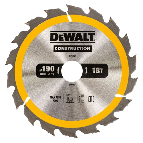 Диск пильный по дереву DEWALT CONSTRUCTION, 190х30х1.7 мм (DT1943-QZ) фото 2 Диск пильный по дереву DEWALT CONSTRUCTION, 190х30х1.7 мм (DT1943-QZ) фото 2
