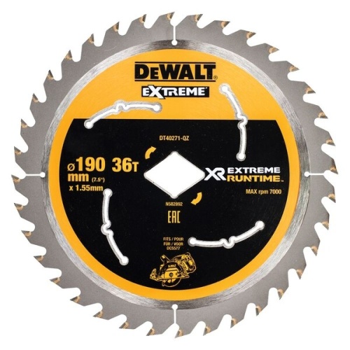 Пильный диск DEWALT XR EXTREME RUNTIME DT40271, 190x30мм, 36T Пильный диск DEWALT XR EXTREME RUNTIME DT40271, 190x30мм, 36T
