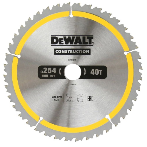 Пильный диск DEWALT DT90249, CONSTRUCTION 254/30, 40T ATB7 Пильный диск DEWALT DT90249, CONSTRUCTION 254/30, 40T ATB7
