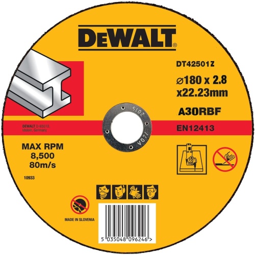 Круг отрезной DEWALT INDUSTRIAL DT42501Z, по металлу, 180 x 22.2 x 2.8 мм, тип 1 Круг отрезной DEWALT INDUSTRIAL DT42501Z, по металлу, 180 x 22.2 x 2.8 мм, тип 1