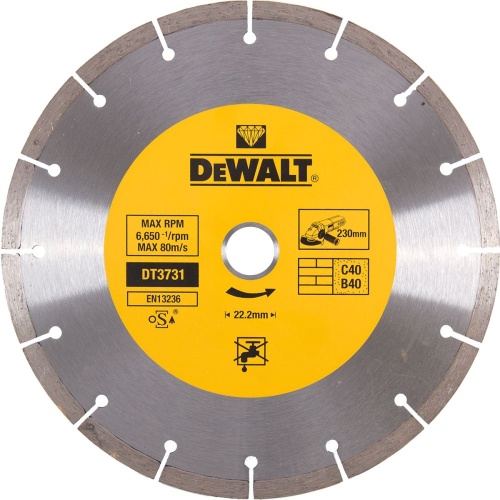 Диск алмазный сегментированный универсальный DEWALT DT3731, (230 x 22.2 мм) для бетона фото 2 Диск алмазный сегментированный универсальный DEWALT DT3731, (230 x 22.2 мм) для бетона фото 2