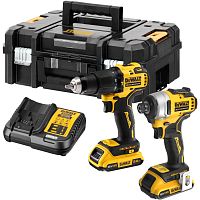 Аккумуляторный набор DEWALT DCK2062D2T, 18 В: ударная дрель-шуруповерт DCD709 + шуруповерт DCF809, с 2 АКБ 2 Ач и ЗУ, в кейсе TSTAK
