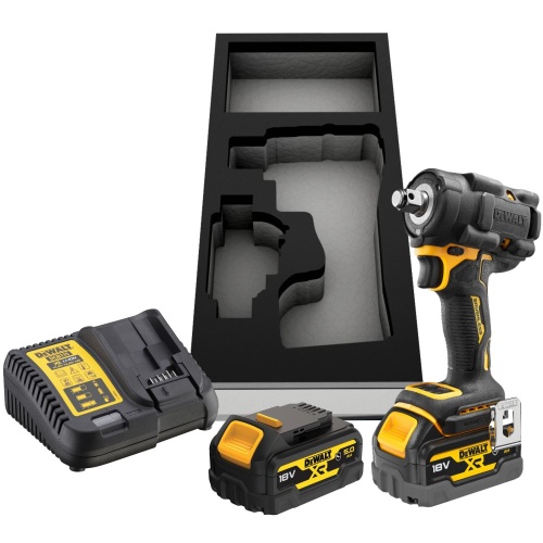 Аккумуляторный гайковерт DEWALT DCF921P2G, 18 В, 610 Нм, 3550 уд/мин, с 2 АКБ 5 Ач и ЗУ, в чехле (DCF921P2G-QW)