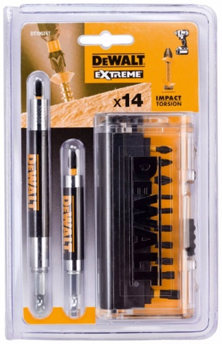 Набор бит EXTREME IMPACT TORSION, 25 мм, в тонком карманном чехле, 14 шт. DEWALT DT70574T-QZ