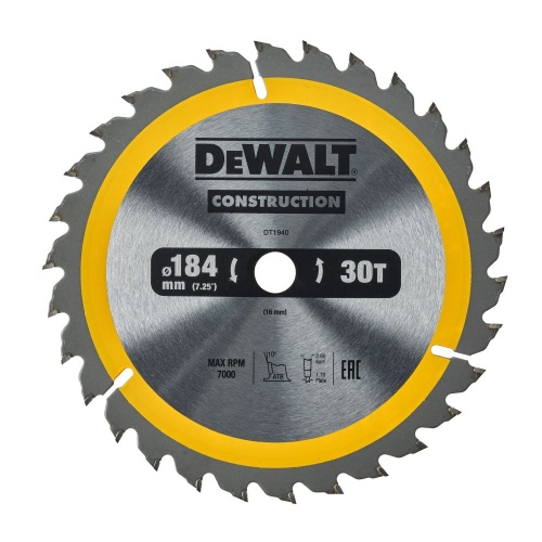 Пильный диск DEWALT CONSTRUCTION DT1940, 184/16 мм. фото 2 Пильный диск DEWALT CONSTRUCTION DT1940, 184/16 мм. фото 2