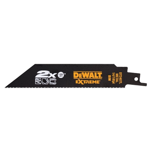 Полотно DEWALT DT2407L, по металлу для сабельных пил биметаллическое, BiM, 152 x 1.4-1.8 мм, S936BEF, 5 шт. фото 2 Полотно DEWALT DT2407L, по металлу для сабельных пил биметаллическое, BiM, 152 x 1.4-1.8 мм, S936BEF, 5 шт. фото 2