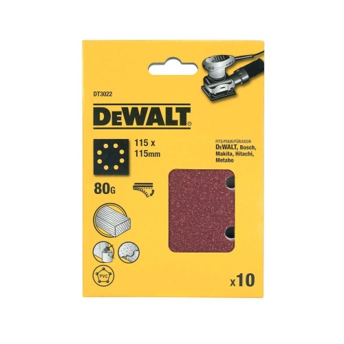 Шлифлисты перфорированные DEWALT DT3022, 115 x 115 мм, 80G, 10 шт. Шлифлисты перфорированные DEWALT DT3022, 115 x 115 мм, 80G, 10 шт.