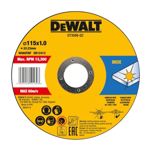 Отрезной диск DEWALT 115mm x 1mm x 22.23mm DT3506-QZ