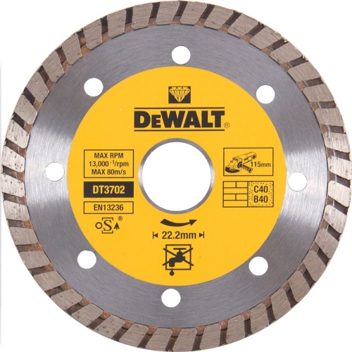 Алмазный круг DEWALT DT3702, Turbo, универсальный, 115 x 22.2 мм, h=7 Алмазный круг DEWALT DT3702, Turbo, универсальный, 115 x 22.2 мм, h=7