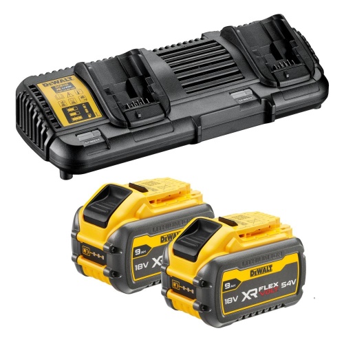 Набор DEWALT: 2 АКБ DCB547, Li-Ion, 18/54 В, 9/3 Ач и двойное зарядное устройство DCB132, 12/14.4/18/54 B В, 2x4 А (DCB132X2-QW)