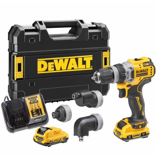 Дрель-шуруповерт DEWALT DCD703L2T, 12 В, 58 Нм, 1500 об/мин, с набором насадок, 2 АКБ 3 Ач и ЗУ, в кейсе TSTAK (DCD703L2T-QW)