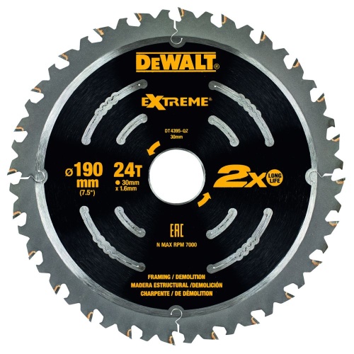 Пильный диск DEWALT EXTREME DT4395, 190/30 мм. Пильный диск DEWALT EXTREME DT4395, 190/30 мм.
