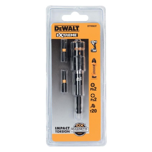Набор бит DEWALT EXTREME IMPACT TORSION DT70563T, 25 мм, с магнитным держателем насадок, 4 предмета Набор бит DEWALT EXTREME IMPACT TORSION DT70563T, 25 мм, с магнитным держателем насадок, 4 предмета