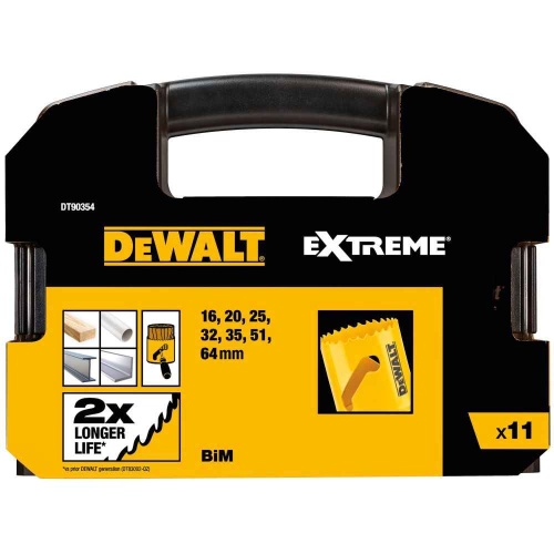 Набор коронок по мультиматериалу и пилотных сверл DEWALT DT90354, 16-64 мм, 11 шт., в кейсе (DT90354-QZ) фото 4