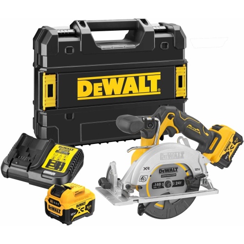 Аккумуляторная дисковая пила DEWALT DCS512P2, 12 В, 140 мм, 3600 об/мин, с 2 АКБ 5 Ач и ЗУ, в кейсе TSTAK (DCS512P2-QW) Аккумуляторная дисковая пила DEWALT DCS512P2, 12 В, 140 мм, 3600 об/мин, с 2 АКБ 5 Ач и ЗУ, в кейсе TSTAK (DCS512P2-QW)