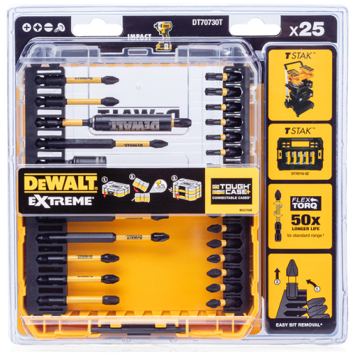 Набор бит и насадок в кейсе DEWALT DT70730T, FLEXTORQ 25 предметов Набор бит и насадок в кейсе DEWALT DT70730T, FLEXTORQ 25 предметов
