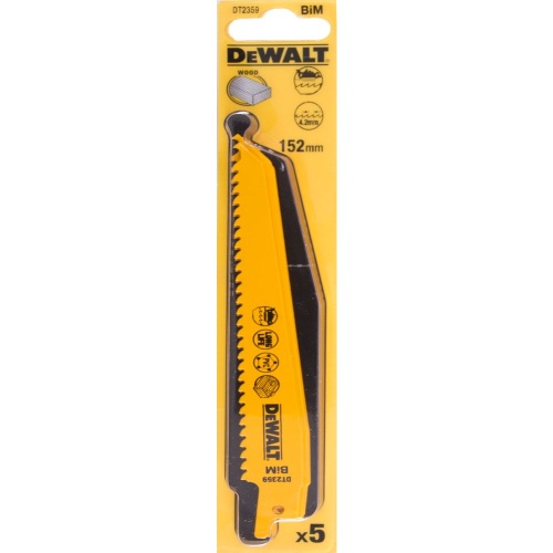 Полотно DEWALT DT2359, по дереву для сабельных пил биметаллическое, BiM, 152 x 4.2 мм, S611DF, 5 шт. Полотно DEWALT DT2359, по дереву для сабельных пил биметаллическое, BiM, 152 x 4.2 мм, S611DF, 5 шт.