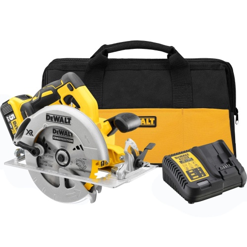 Аккумуляторная дисковая пила DEWALT DCS570P1, 18 В, 184 мм, 5500 об/мин, с АКБ 5 Ач и ЗУ, в сумке (DCS570P1-QW) Аккумуляторная дисковая пила DEWALT DCS570P1, 18 В, 184 мм, 5500 об/мин, с АКБ 5 Ач и ЗУ, в сумке (DCS570P1-QW)