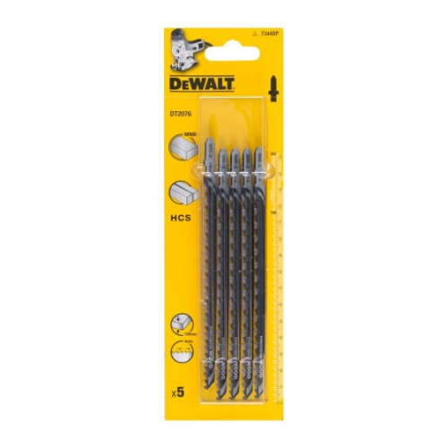 Пилка для лобзика DEWALT DT2076, по дереву из высокоуглеродистой стали, HCS, 152 x 116 x 4.0 x 100 мм, T344DP, 5 шт. фото 2 Пилка для лобзика DEWALT DT2076, по дереву из высокоуглеродистой стали, HCS, 152 x 116 x 4.0 x 100 мм, T344DP, 5 шт. фото 2