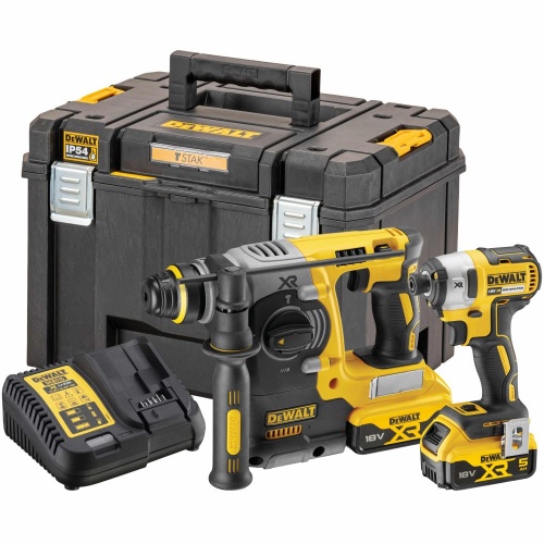 Аккумуляторный набор DEWALT DCK2532P2, 18 В: перфоратор DCH273 + шуруповерт DCF887, с 2 АКБ 5 Ач и ЗУ, в кейсе TSTAK (DCK2532P2-QW)