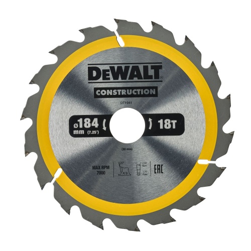 Диск пильный по дереву DEWALT CONSTRUCTION, 184х30х1.7 мм (DT1941-QZ) фото 2