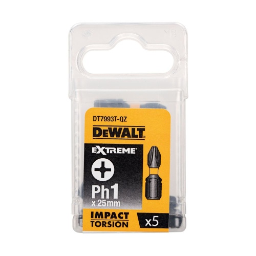 Биты ударные DEWALT IMPACT DT7993T, Torsion Ph1, 25 мм, 5 шт. Биты ударные DEWALT IMPACT DT7993T, Torsion Ph1, 25 мм, 5 шт.