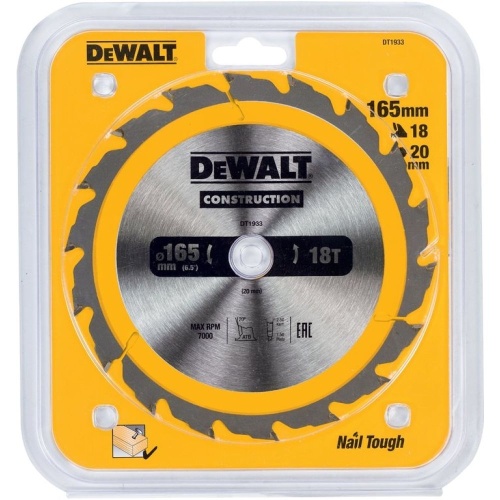 Диск пильный по дереву DEWALT CONSTRUCTION, 165х20х1.5 мм (DT1933-QZ) Диск пильный по дереву DEWALT CONSTRUCTION, 165х20х1.5 мм (DT1933-QZ)