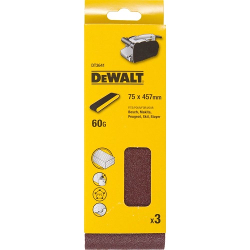 Шлифленты DEWALT DT3641, 75 x 457 мм, 60G, 3 шт. Шлифленты DEWALT DT3641, 75 x 457 мм, 60G, 3 шт.