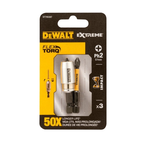 Биты DEWALT DT70536T, FLEXTORQ PH2 57 мм, c магнитным держателем MAGNETIC SCREW LOCK Биты DEWALT DT70536T, FLEXTORQ PH2 57 мм, c магнитным держателем MAGNETIC SCREW LOCK