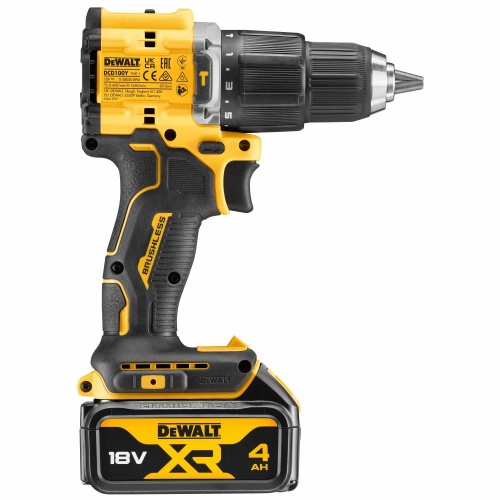 Аккумуляторная ударная дрель-шуруповерт DEWALT DCD100YD2T, 18 В, 1650 об/мин, 28050 уд/мин, с 2 АКБ 2 Ач и ЗУ, в кейсе TSTAK (DCD100YD2T-XJ) фото 5