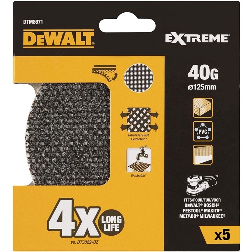 Шлифовальные круги DEWALT DTM8671 для ЭШМ сетка 125мм, 40G, 5шт Шлифовальные круги DEWALT DTM8671 для ЭШМ сетка 125мм, 40G, 5шт