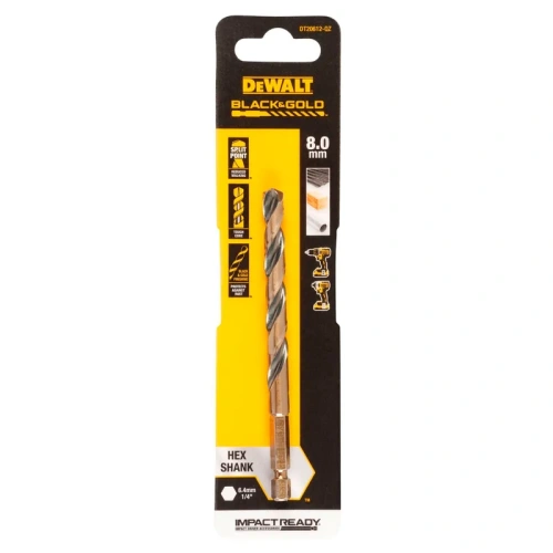 Сверло по металлу DEWALT EXTREME IMPACT Black&Gold 8х117мм DT20612-QZ