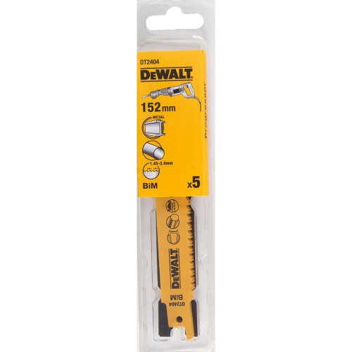 Полотно DEWALT DT2404, Progressor по металлу сабельных пил биметаллическое, BiM, 150 x 1.4-3.35 мм, S123XF, 5 шт. Полотно DEWALT DT2404, Progressor по металлу сабельных пил биметаллическое, BiM, 150 x 1.4-3.35 мм, S123XF, 5 шт.