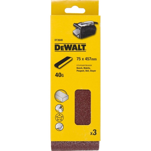 Шлифленты DEWALT DT3640, 75 x 457 мм, 40G, 3 шт. Шлифленты DEWALT DT3640, 75 x 457 мм, 40G, 3 шт.