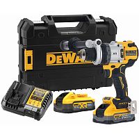 Ударная дрель-шуруповерт DEWALT DCD1007H2T, 18 В, 2250 об/мин, 38250 уд/мин, с 2 АКБ 5 Ач и ЗУ, в кейсе TSTAK (DCD1007H2T-QW)