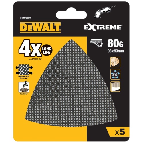Шлифлисты дельта DEWALT DTM3092, 93x93 мм, 80 G, 5 шт. фото 4 Шлифлисты дельта DEWALT DTM3092, 93x93 мм, 80 G, 5 шт. фото 4