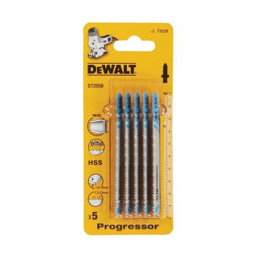 Пилка для лобзика DEWALT DT2058, по металлу HSS 100 x 74 x 1.2-2.6 x 10 мм, T123X, 5 шт. Пилка для лобзика DEWALT DT2058, по металлу HSS 100 x 74 x 1.2-2.6 x 10 мм, T123X, 5 шт.