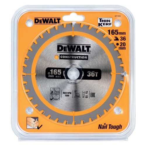Диск пильный по дереву DEWALT CONSTRUCTION, 165х20х1 мм (DT1950-QZ) Диск пильный по дереву DEWALT CONSTRUCTION, 165х20х1 мм (DT1950-QZ)