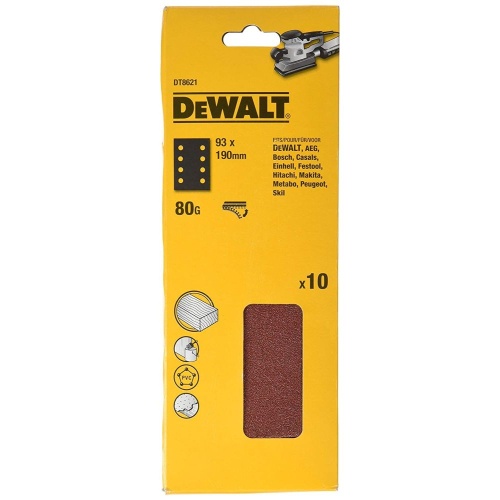 Шлифлисты перфорированные DEWALT DT8621, 93 x 190 мм, 80G, 10 шт.