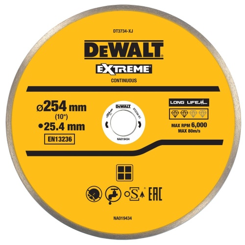 Отрезной алмазный диск DEWALT DT3734, по бетону/граниту, 254х25.4х1.6 мм (DT3734-XJ) Отрезной алмазный диск DEWALT DT3734, по бетону/граниту, 254х25.4х1.6 мм (DT3734-XJ)