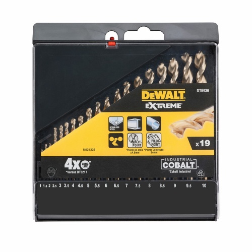 Набор кобальтовых сверл DEWALT DT5936 Extreme (19 шт.) Набор кобальтовых сверл DEWALT DT5936 Extreme (19 шт.)