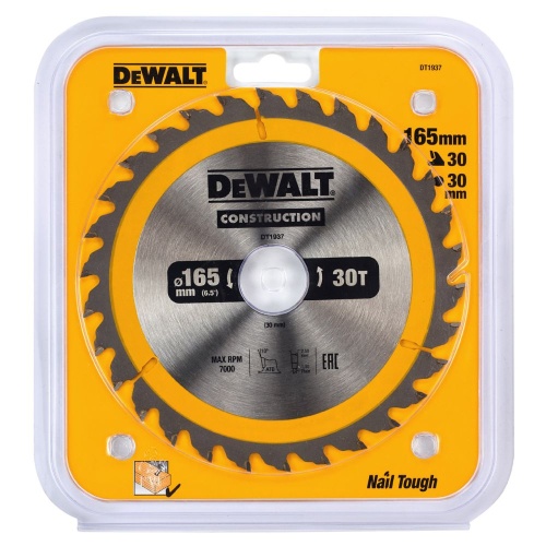 Диск пильный DEWALT CONSTRUCTION DT1937, 165/30 мм. Диск пильный DEWALT CONSTRUCTION DT1937, 165/30 мм.