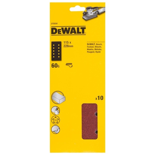 Шлифлисты перфорированные DEWALT DT8550, 115 x 228 мм, 60G, 10 шт.