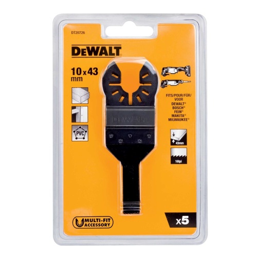 Погружное пильное полотно DEWALT DT20726, биметаллическое 43 x 10 мм, 5 шт. для DT20706 Погружное пильное полотно DEWALT DT20726, биметаллическое 43 x 10 мм, 5 шт. для DT20706