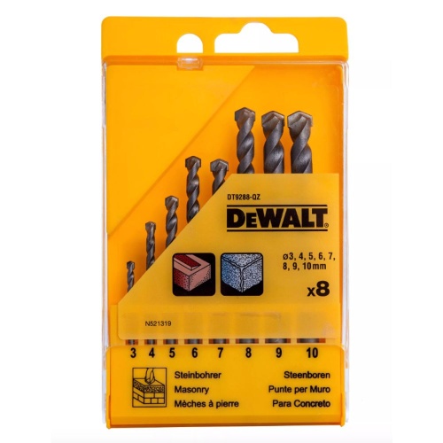 Набор сверл по кирпичу DEWALT DT9288, 3-12 мм, 8 шт. Набор сверл по кирпичу DEWALT DT9288, 3-12 мм, 8 шт.