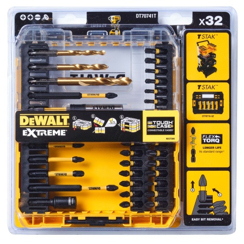 Набор бит, насадок и сверл в кейсе DEWALT DT70741T, FLEXTORQ 31 предмет Набор бит, насадок и сверл в кейсе DEWALT DT70741T, FLEXTORQ 31 предмет