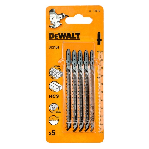 Пилка для лобзика по дереву из высокоуглеродистой стали DEWALT DT2164, HCS, 100 x 68 x 4.0 x 60 мм, T101D, 5 шт. фото 2 Пилка для лобзика по дереву из высокоуглеродистой стали DEWALT DT2164, HCS, 100 x 68 x 4.0 x 60 мм, T101D, 5 шт. фото 2